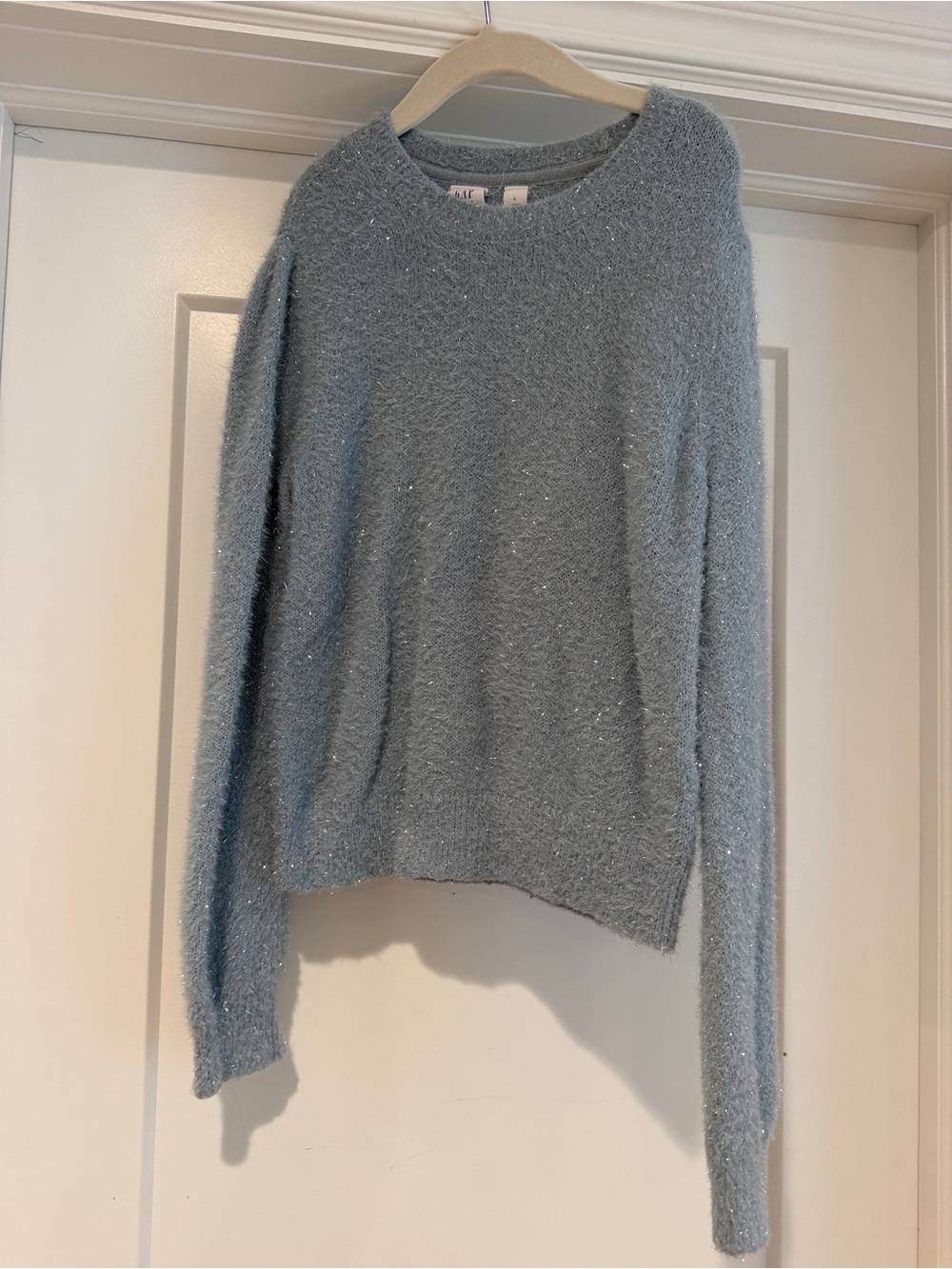 GAP Light Blue Fuzzy Sparkle Pullover Sweater